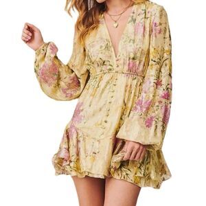 Hemant and Nandita Pria Mini Dress In Yellow Floral